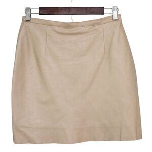 Wilsons Leather Skirt Size 6 Mini Beige Preppy Grunge City Cocktail Party Formal